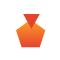 Orange menu inverted triangle icon over gray rendered background.