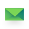 Green email icon over gray rendered background.