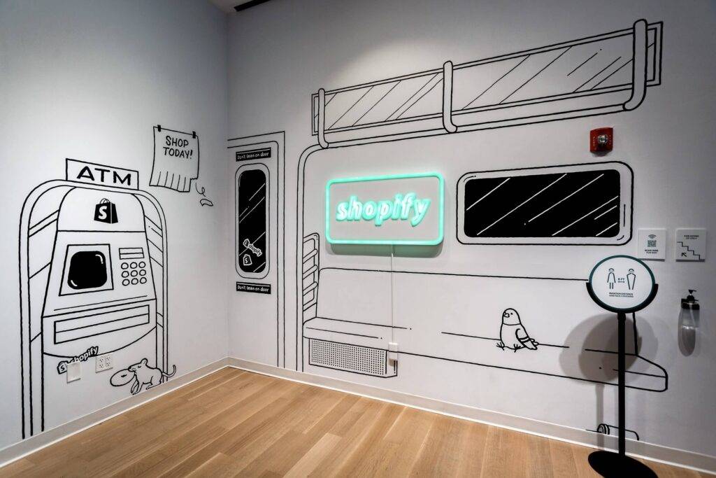 Sandy Alexander 3D lettering and lit signage for the walls of Shopify.