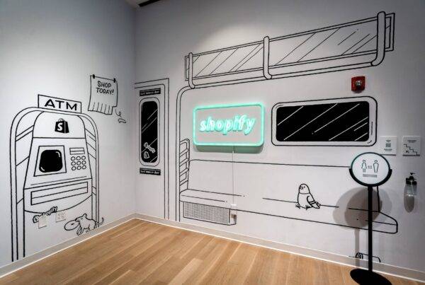 Sandy Alexander 3D lettering and lit signage for the walls of Shopify.